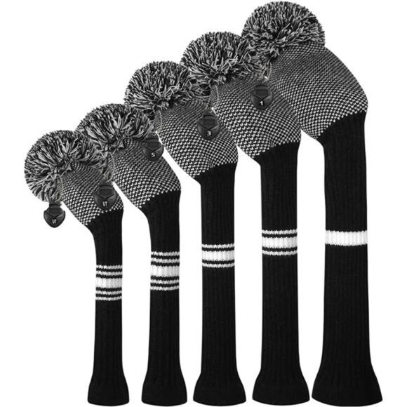 Knit Golf Club Cover for Woods & Driver Set of 5 Head Covers Protect Driver Wood - Picture 1 of 7